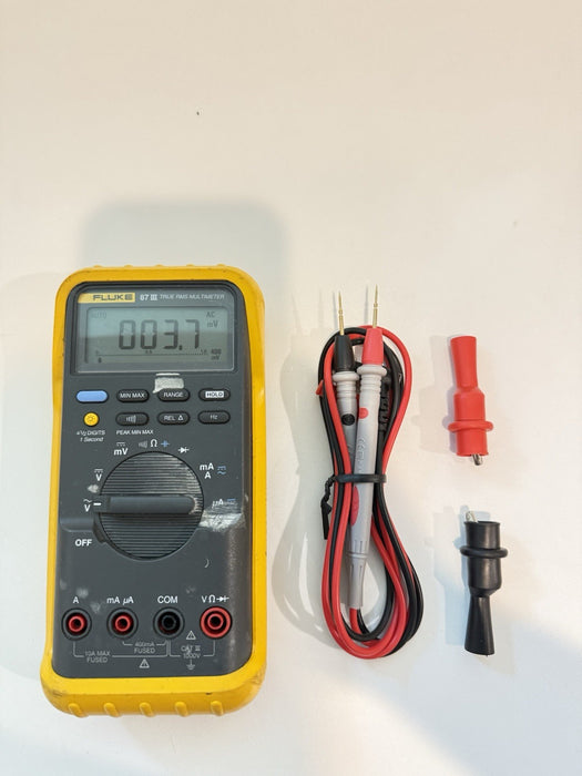 FLUKE 87 III TRUE RMS MULTIMETER W/LEADS & CLIPS - SHIPS FAST