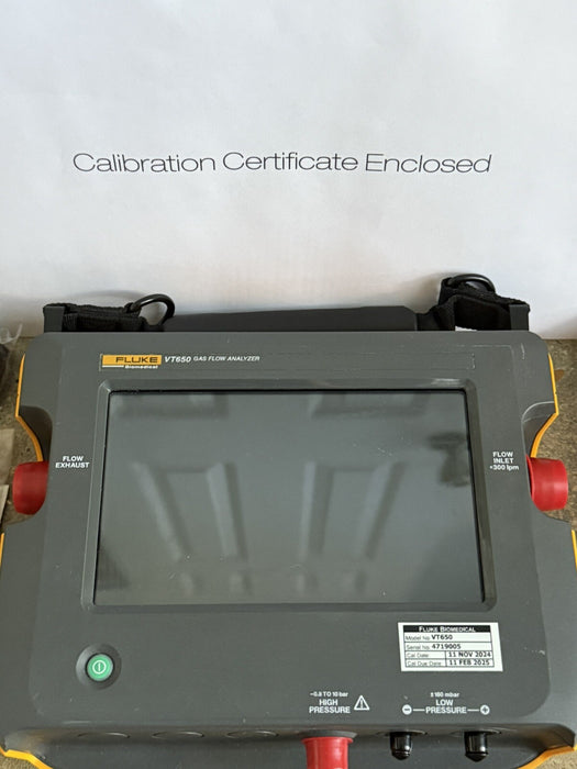 FLUKE VT650 GAS FLOW ANALYZER W/BAG & CHARGER (CALIBRATED 2025) FREE SHIPPING