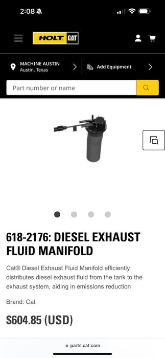 CAT 618-2176 DIESEL EXHAUST FLUID MANIFOLD / NEW SEALED - FREE SHIPPING