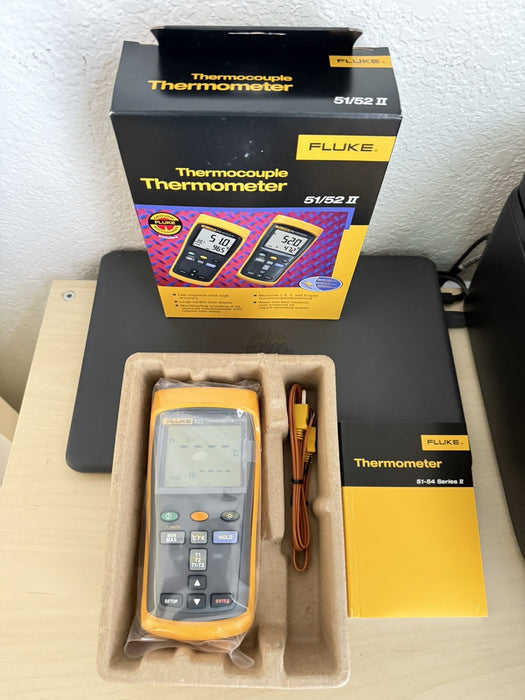 FLUKE 52-II 60HZ DUAL DIGITAL THERMOCOUPLE THERMOMETER /NEW SEALED/FREE SHIPPING