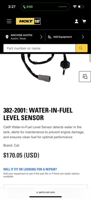 CAT 382-2001 WATER-IN-FUEL LEVEL SENSOR (NEW SEALED) FREE SHIPPING