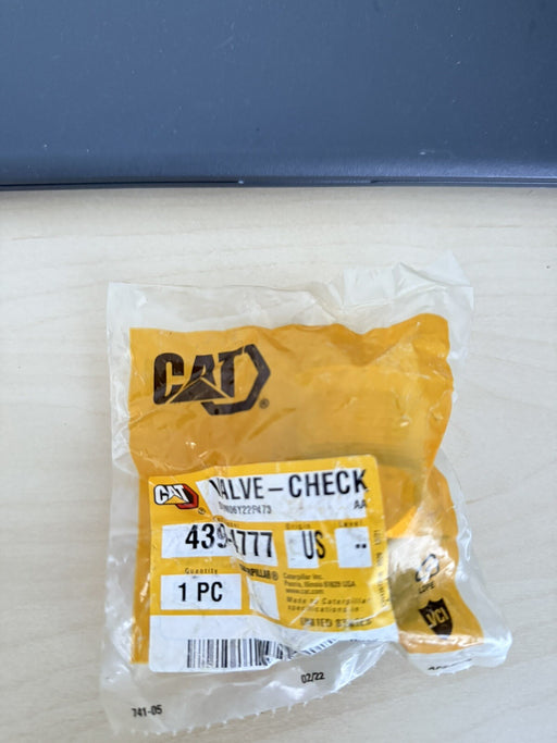 CAT 439-4777: 1 3/16" X 1 3/16" CHECK VALVE (NEW GENUINE OEM)