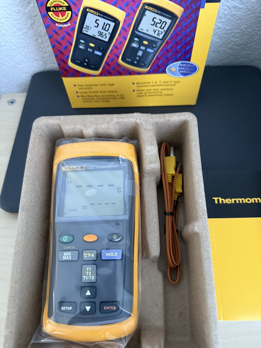 FLUKE 52-II 60HZ DUAL DIGITAL THERMOCOUPLE THERMOMETER /NEW SEALED/FREE SHIPPING