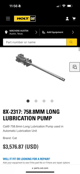 CAT 8X-2317: 758.8MM LONG LUBRICATION PUMP (NEW SEALED) GENUINE OEM - SHIPS FAST
