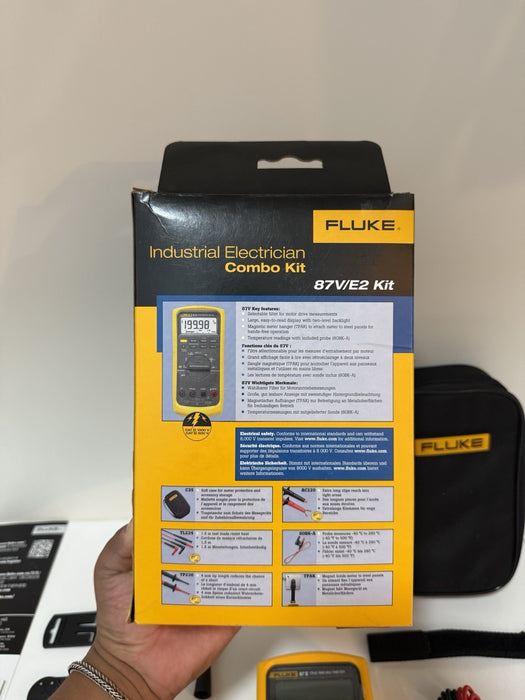 FLUKE 87V E2 INDUSTRIAL ELECTRICIAN COMBO KIT (NEW FACTORY SEALED) SHIPS FAST