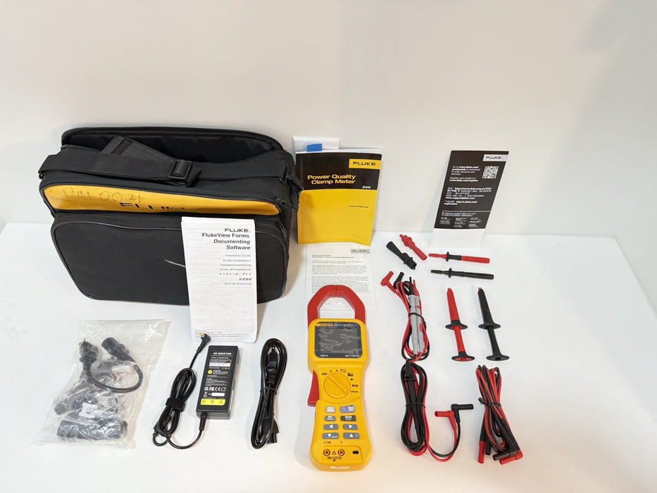 FLUKE 345 POWER QUALITY CLAMP METER W/LEADS & ACCESSORIES (TESTED)NEW SHIPS FREE