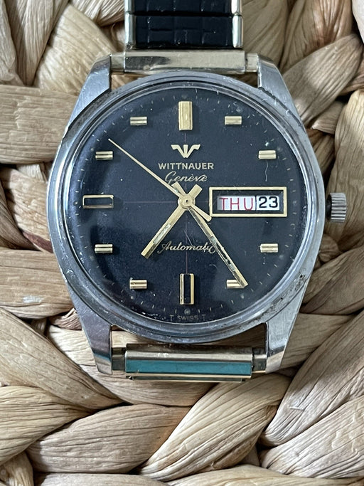 Vintage 2873-D11KAS Wittnauer Automatic Men's Watch Stainless  + 10k Gold Cap