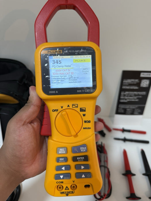 FLUKE 345 POWER QUALITY CLAMP METER W/LEADS & ACCESSORIES (TESTED)NEW SHIPS FREE