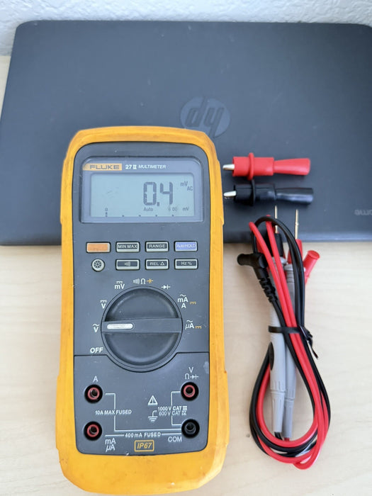 FLUKE 27 II RUGGED IP 67 INDUSTRIAL DIGITAL MULTIMETER W/ LEADS - SHIPS FAST