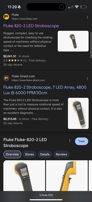 FLUKE 820-2 LED STROBOSCOPE W/ CASE & ACCESSORIES (NEW) SHIPS FREE