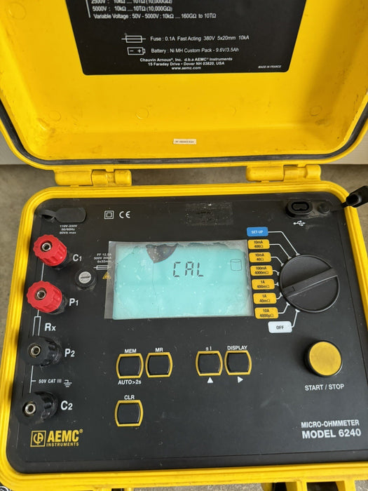 AEMC Instruments Model 6240 Micro-Ohmmeter 110V-230V 50/60Hz 80VA NO PROBES