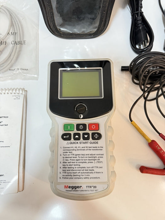 MEGGER TTR20 TRANSFORMER TURN-RATIO TEST SET W/ LEADS & BAG - SHIPS FREE