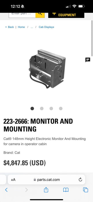 CAT 223-2666 MONITOR AND MOUNTING (NEW ) FREE SHIPPING