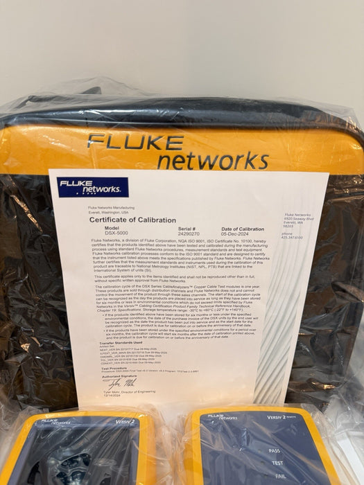 FLUKE NETWORKS DSX2-5000 CABLE ANALYZER  (NEW FACTORY SEALED)  CALIBRATED 2024