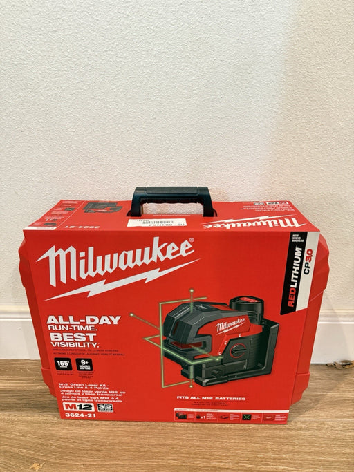 MILWAUKEE 3624-21 M12 GREEN LASER KIT CROSS LINE & 4 POINTS (NEE FACTORY SEALED)