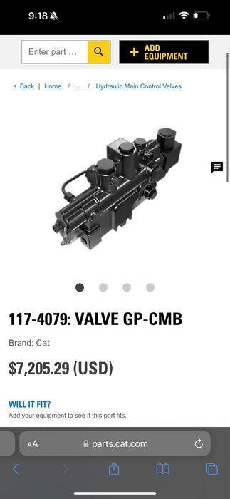 CAT 117-4079 VALVE GP-CMB (NEW) SHIPS NEXT DAY / FREE SHIPPING