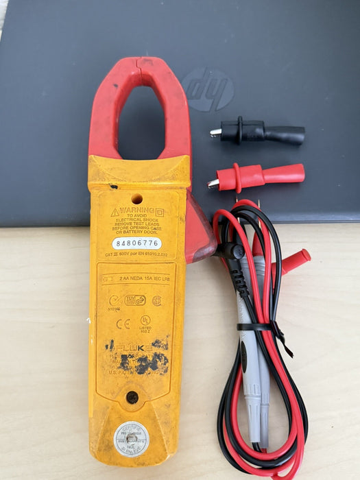 FLUKE 337 TRUE RMS AC/DC CLAMP METER W /LEADS & BAG - FREE SHIPPING