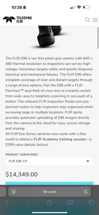 FLIR E96 14 DEGREE THERMAL IMAGING CAMERA (NEW FACTORY SEALED) FREE SHIPPING