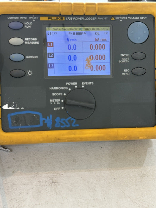 FLUKE 1735 POWER LOGGER W/ PROBES & CASE & CHARGER - FREE SHIPPING (SEE PICS)