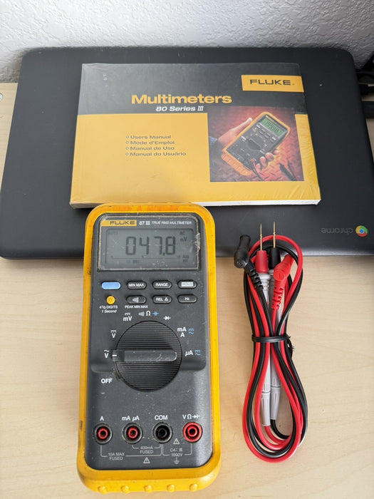 FLUKE 87 III TRUE RMS MULTIMETER W/ LEADS & MANUALS - SHIPS FAST