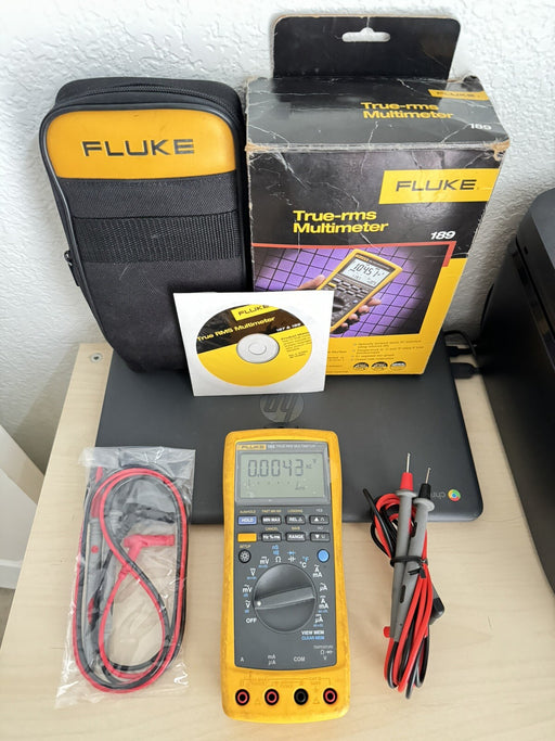 FLUKE 189 TRUE RMS DIGITAL MULTIMETER W/LEADS & TRAVEL CASE (SHIPS FAST)