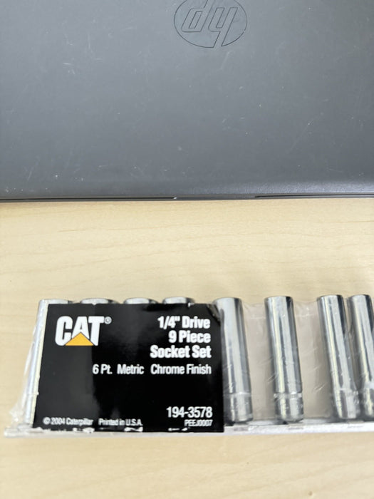 CAT 194-3578 1/4" Drive 9 Piece Socket Set 6 Pt. Metric Chrome Finish / NEW