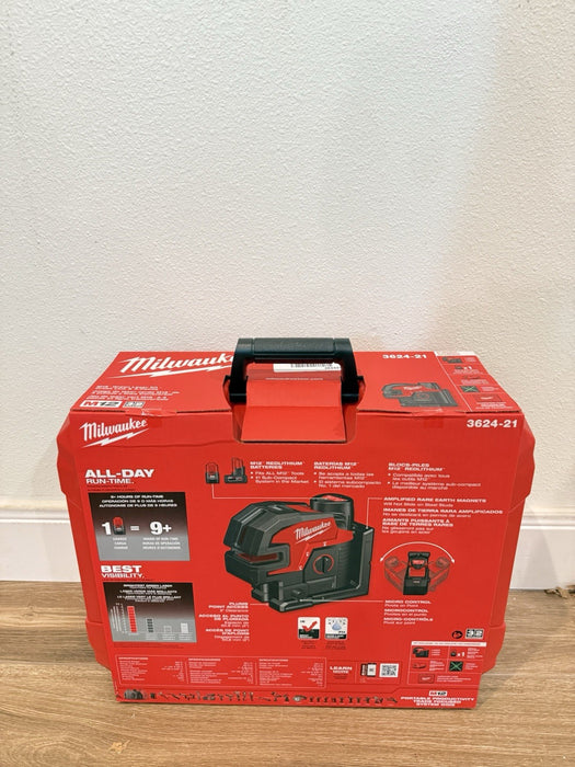 MILWAUKEE 3624-21 M12 GREEN LASER KIT CROSS LINE & 4 POINTS (NEE FACTORY SEALED)