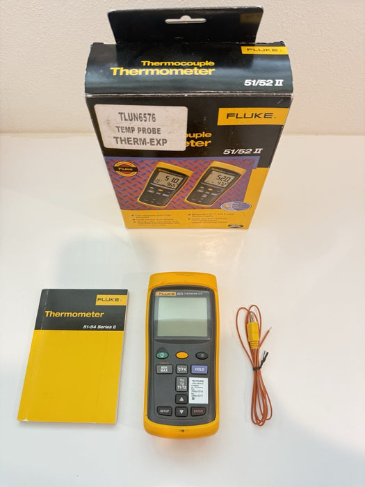 FLUKE 52-II 60HZ DUAL DIGITAL THERMOCOUPLE THERMOMETER - SHIPS FAST