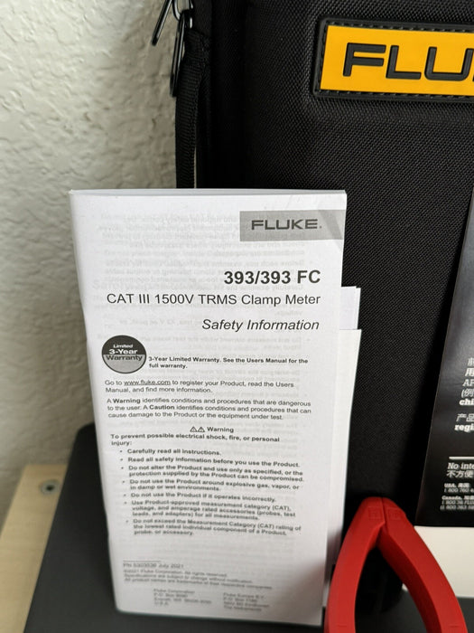 Fluke 393 FC CAT III 1500V True TRMS Wireless Clamp Meter W / iFlex - SHIPS FAST