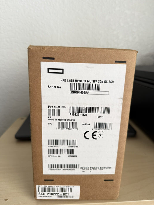 HPE P10222-B21 1.6TB NVMe x4 2.5" MU SFF SCN SSD (NEW SEALED) FREE SHIPPING