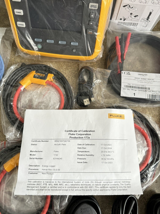Fluke 1732 Three-Phase Energy Logger W / Iflex 1500-12 (CALIBRATED 2023-2024)