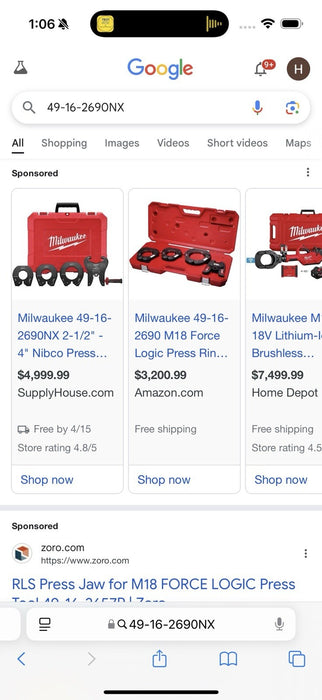 MILWAUKEE 49-16-2690NX 2-1/2" - 4" NIBCO PRESS RING KIT (NEW FACTORY SEALED) NEW