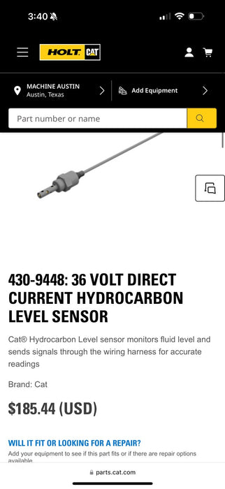 CAT 430-9448 36 VOLT DIRECT CURRENT HYDROCARBON LEVEL SENSOR