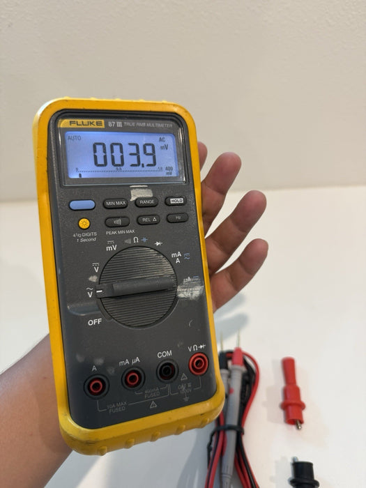 FLUKE 87 III TRUE RMS MULTIMETER W/LEADS & CLIPS - SHIPS FAST