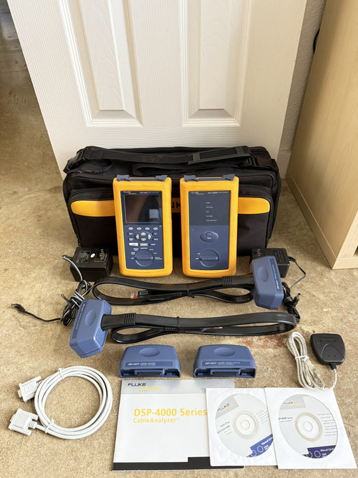 FLUKE NETWORKS DSP4300 DSP-4300 CABLE ANALYZER KIT W/ ACCESSORIES (TESTED)