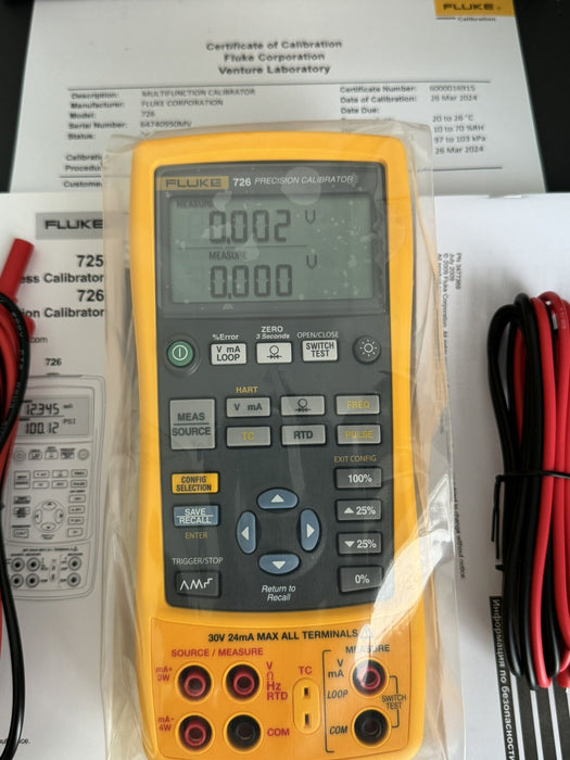 FLUKE 726 PRECISION MULTIFUNCTION CALIBRATOR (MFG-2024) CALIBRATED 2024 - NEW