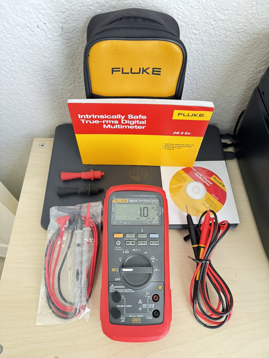 FLUKE 28 II EX TRUE RMS MULTIMETER W / LEADS & BAG - FREE SHIPPING (TESTED)