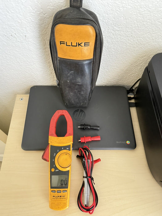 FLUKE 337 TRUE RMS AC/DC CLAMP METER W /LEADS & BAG - FREE SHIPPING