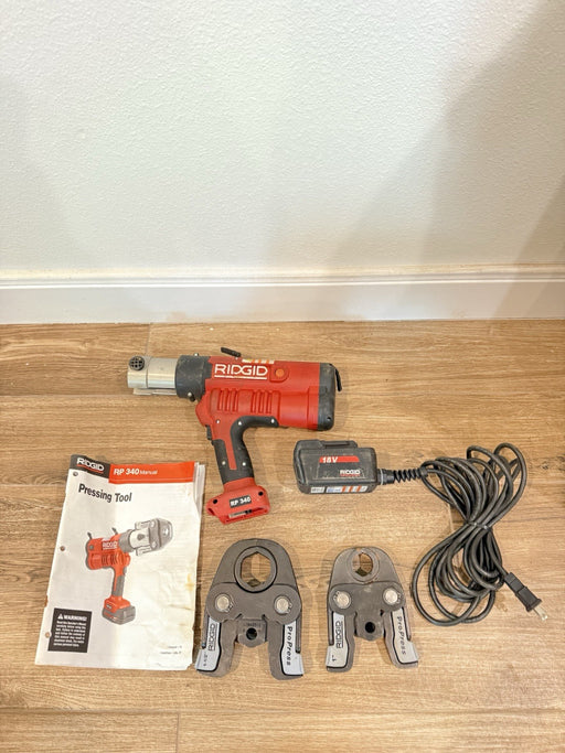 RIDGID RP 340 PRESS TOOL WITH BATTERY & 2 JAWS (TESTED) FREE SHIPPING