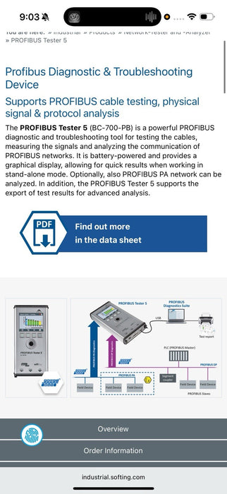 PROFIBUS TSSTER 5 BC-700-PB W/ ACCESSORIES- SHIPS FAST / FREE SHIPPING