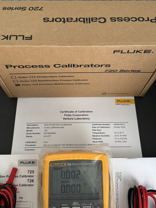 FLUKE 726 PRECISION MULTIFUNCTION CALIBRATOR (MFG-2024) CALIBRATED 2024 - NEW