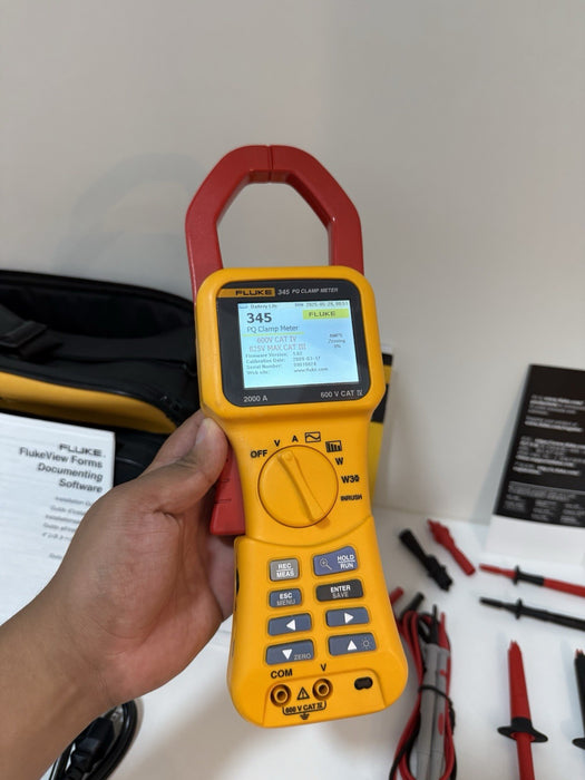 FLUKE 345 POWER QUALITY CLAMP METER W/LEADS & ACCESSORIES (TESTED) SHIPS FREE