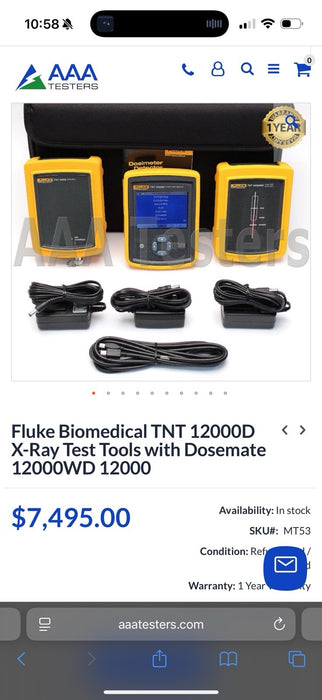 FLUKE BIOMEDICAL TNT 12000D X-RAY W/ DOSEMATE 12000WD KIT (TESTED) FREE SHIPPING
