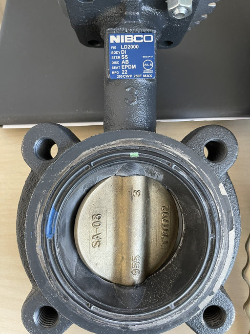 Nibco LD-2000-3 Lug Butterfly Valve, 6" w/Lever Lock Handle