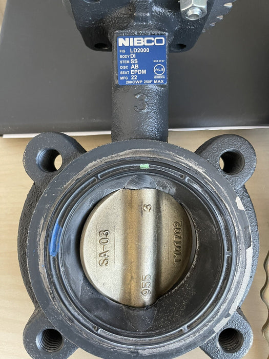Nibco LD-2000-3 Lug Butterfly Valve, 6" w/Lever Lock Handle