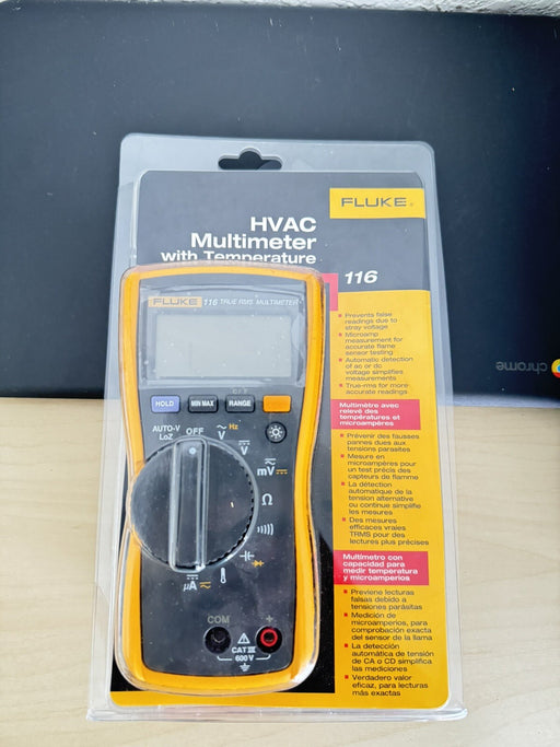 FLUKE 116 HVAC MULTIMETER W/ TEMPERATURE- FREE SHIPPING (NEW SEALED)