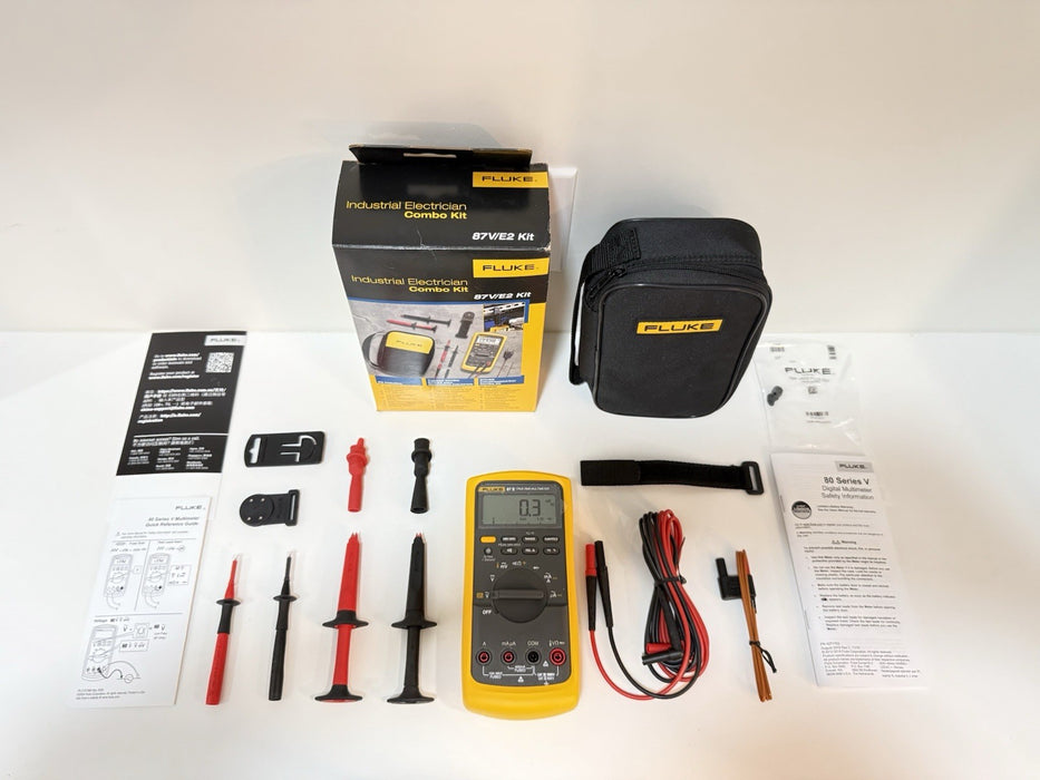 FLUKE 87V E2 INDUSTRIAL ELECTRICIAN COMBO KIT (NEW FACTORY SEALED) SHIPS FAST