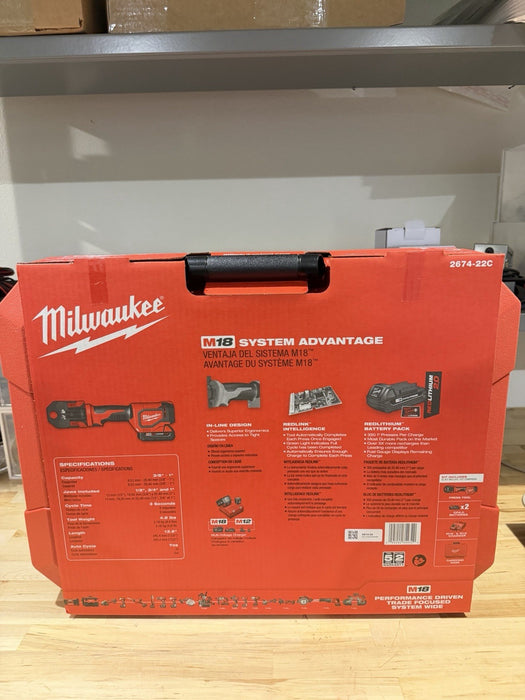 MILWAUKEE 2674-22C M18 SHORT THROW PRESS TOOL KIT W/ PEX CRIMP JAWS (NEW SEALED)