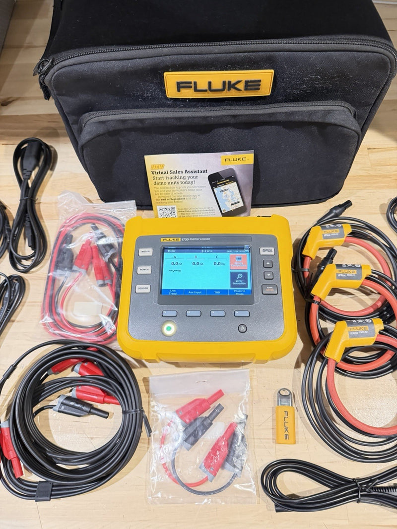 FLUKE 1730 ENERGY LOGGER KIT W/ ACCESSORIES (TESTED) FREE SHIPPING