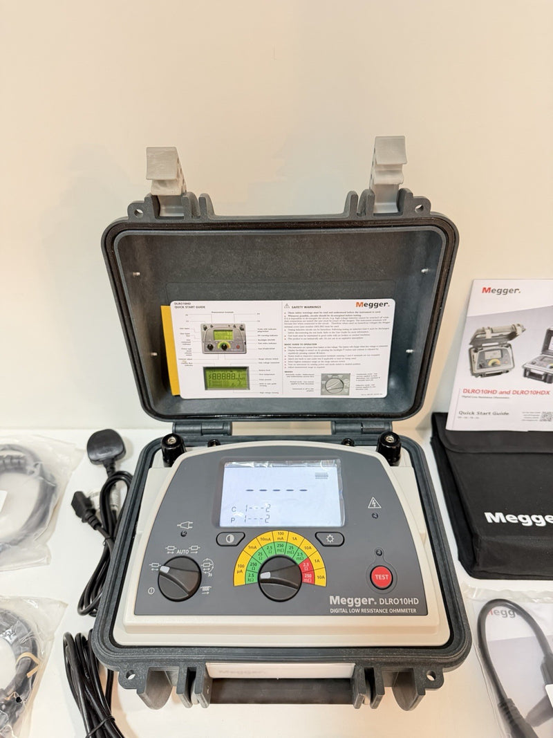 MEGGER DLRO10HD DIGITAL LOW RESISTANCE OHMMETER WITH CABLES